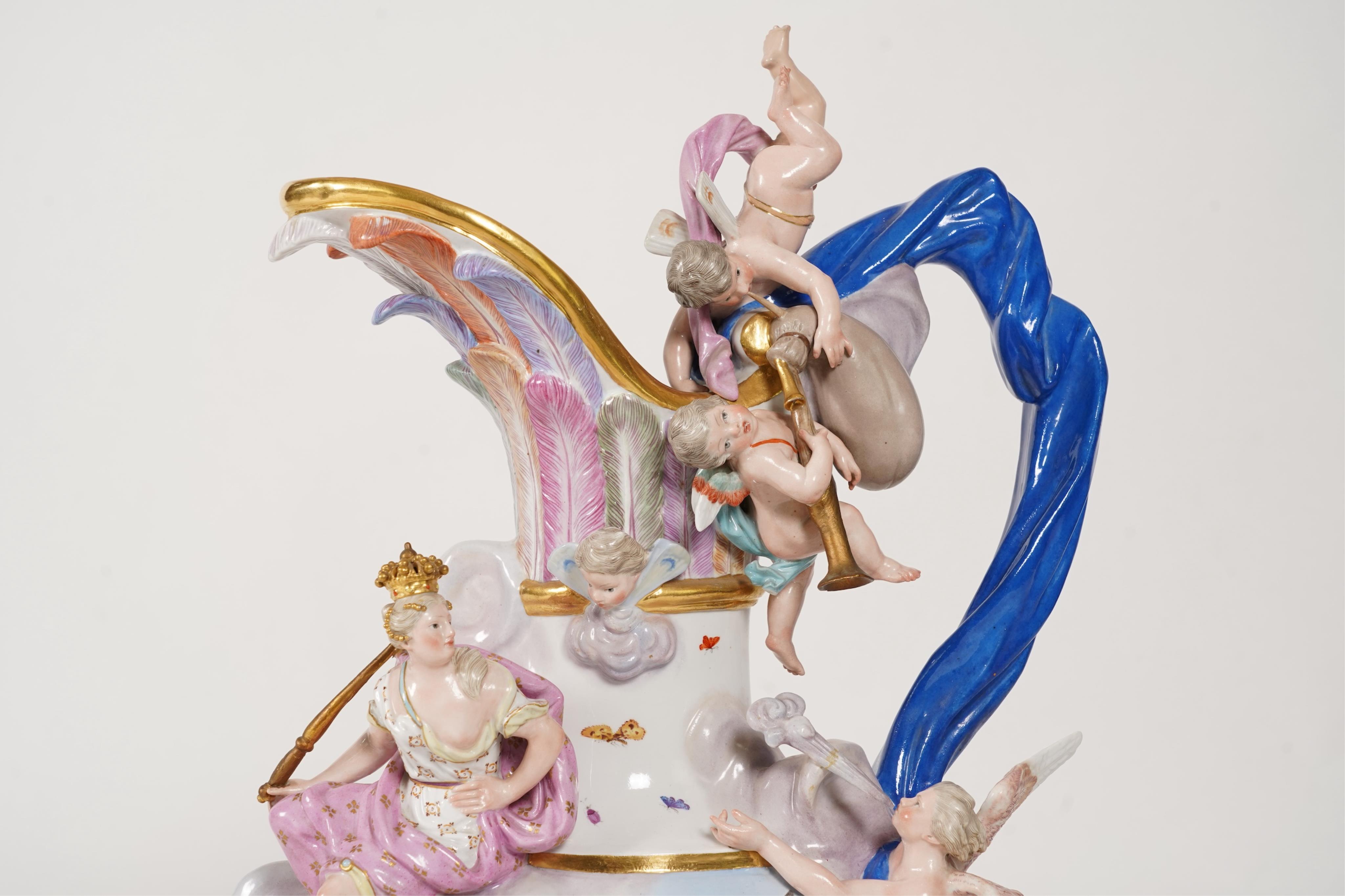A large Meissen ‘Elements’ ewer, emblematic of air, late 19th century